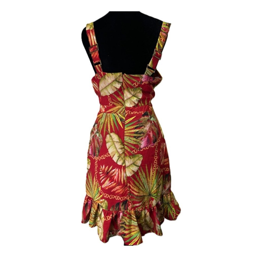 Guess Womens Shirley Gauze Printed Dress Red Tropical Floral Mini Large W0GK0L - Picture 5 of 6